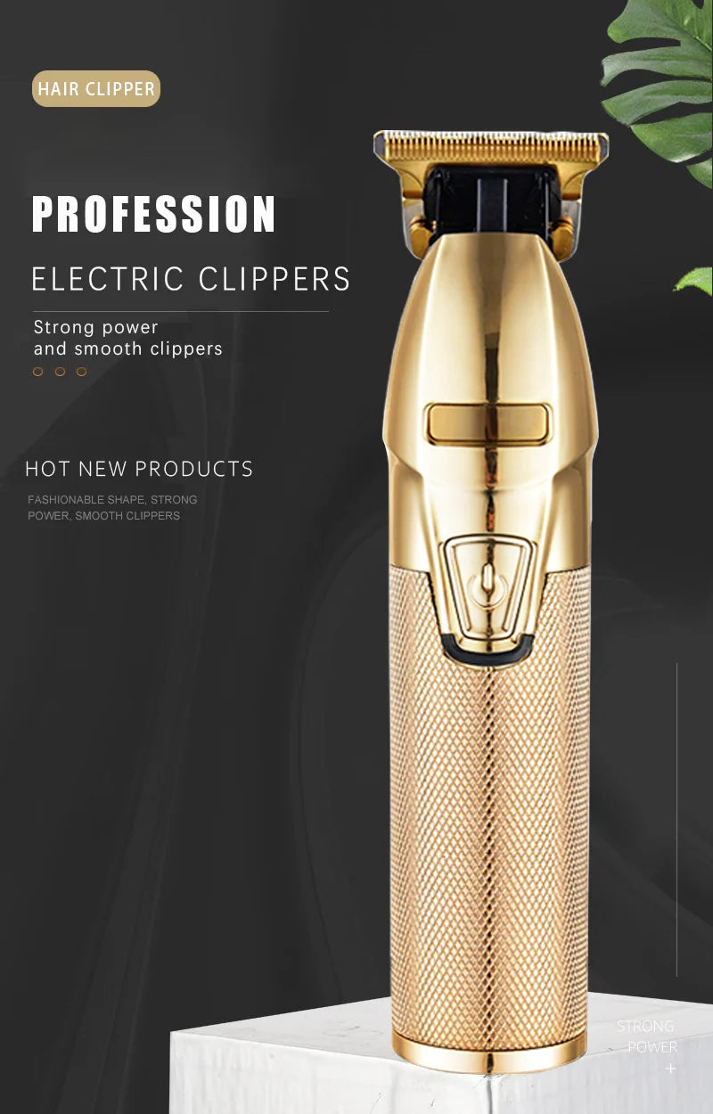 Professional Cordless Electric Clippers for Men  2025 Waterproof Beard Hair Cut Machine USB Power Source 1pcs Gold Metal Trimmer USA