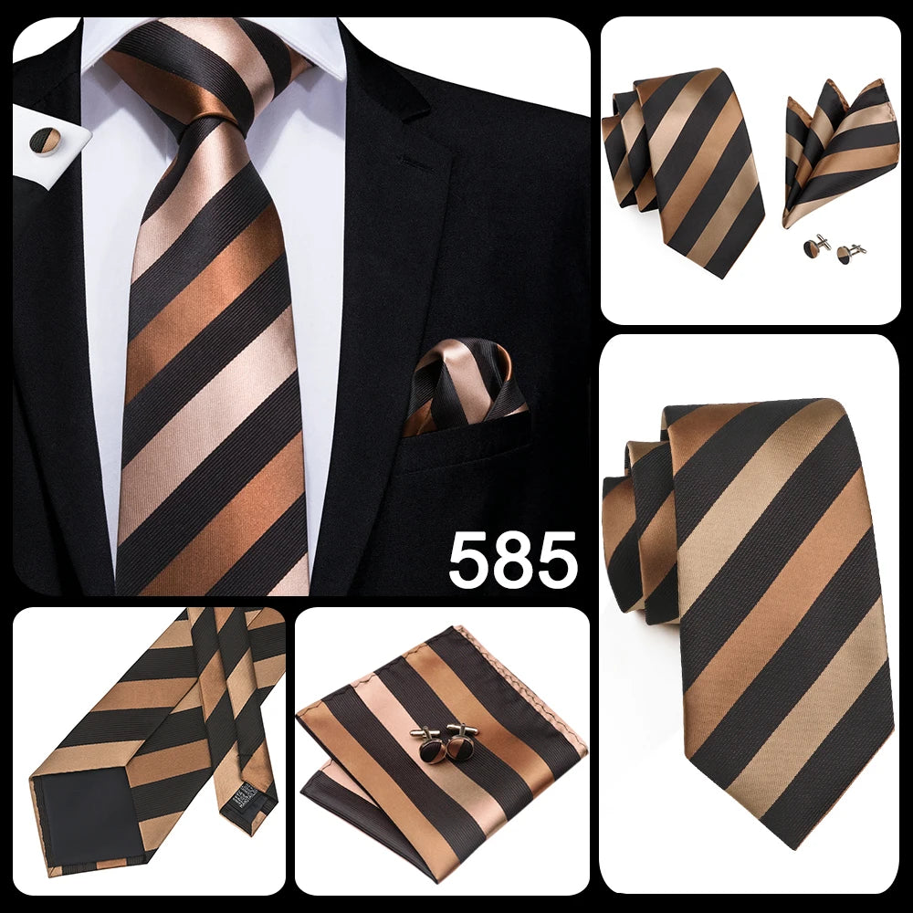 New 2025 Clasic Grey Tie for Men Silk Fabric Jacquard Woven Tie Hanky Cufflinks Set for Men Designer Fashion Silk Ties SN-1466