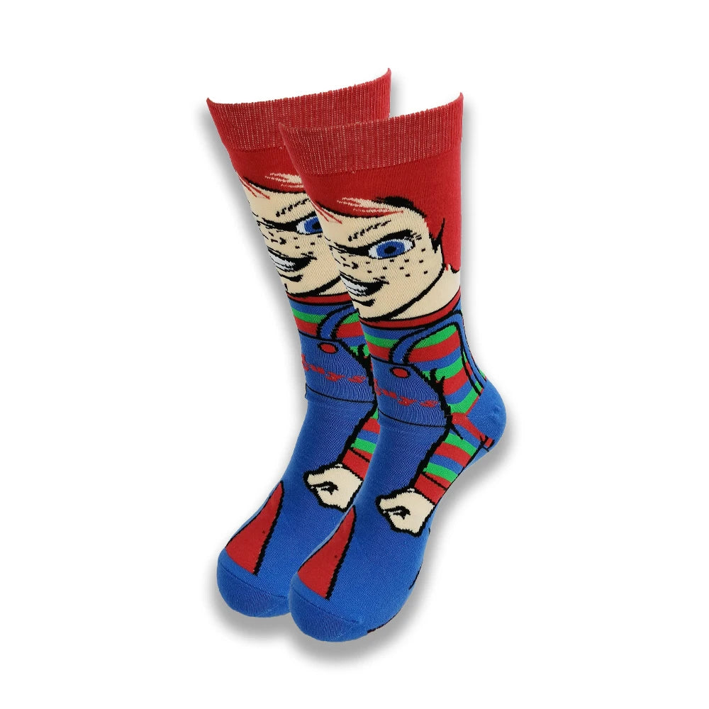 Movie Character Print Crazy Socks Funny Cartoon Novelty Socks Cotton Street Style Thin Summer Dress Novetly  Socks
