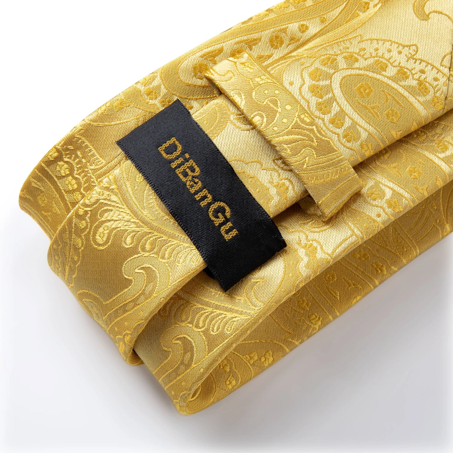 Brand New 2025 Mens Tie 100% Silk Classic Jacquard Woven 8cm Gold Yellow Formal Business Wedding Neck Tie Pocket Square Set Suit Cravat