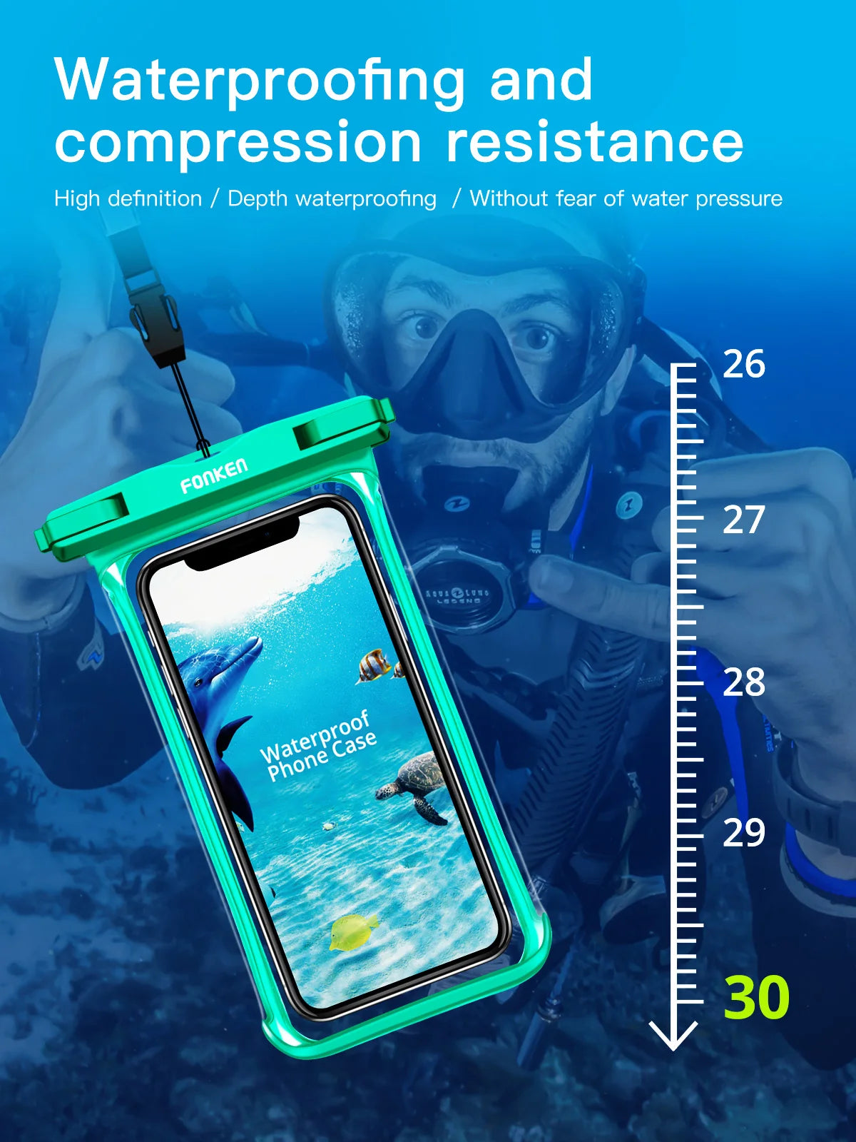 Brand New 2025 FONKEN Full Transparent Waterproof Case for Iphone Xiaomi Samsung Dry Bag Underwater Watch Case Swimming Pouch Mobile Cover Bag
