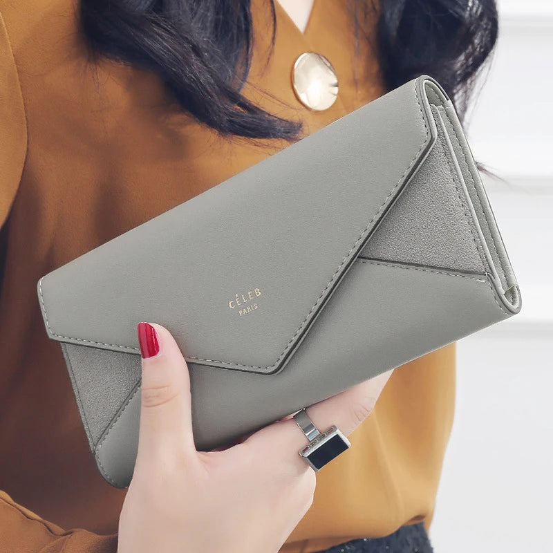 2024 Fashion aliwood Brand 3 Fold Women's Wallet Designer Envelope Clutch For Women Hasp Money Clip Leather Female Long Wallet Phone Pocket