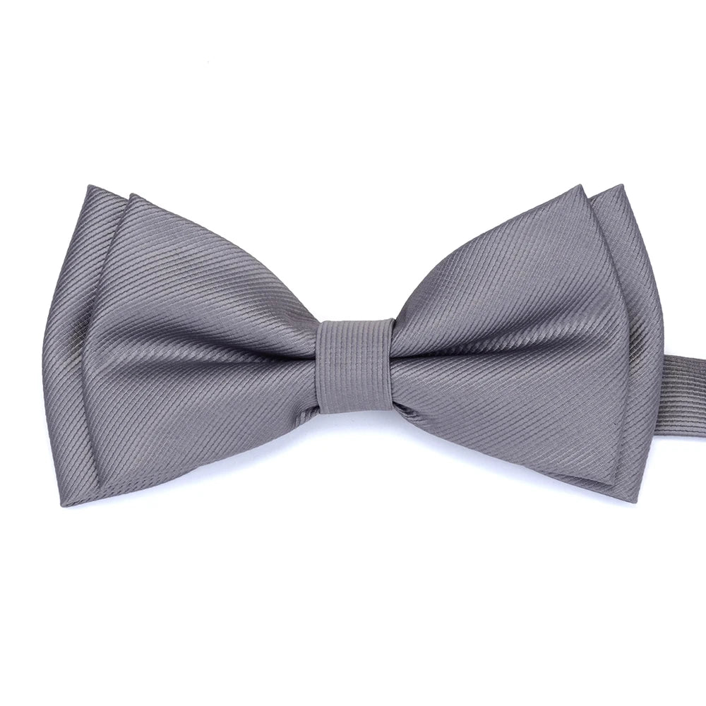 GUSLESON Mens Solid Color Two Layer Pre-tied Bow Tie Red Black Purple Gold Blue Yellow Green Bowtie for Wedding Party Business