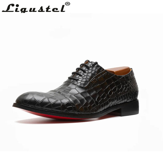 Brand New Collection 2025  ON SALES N0W Shoes for Men Black Handmade Crocodile Leather Oxfords Shoes Men Red Bottom Dress Wedding Shoes Business Casual Luxury Plus Size