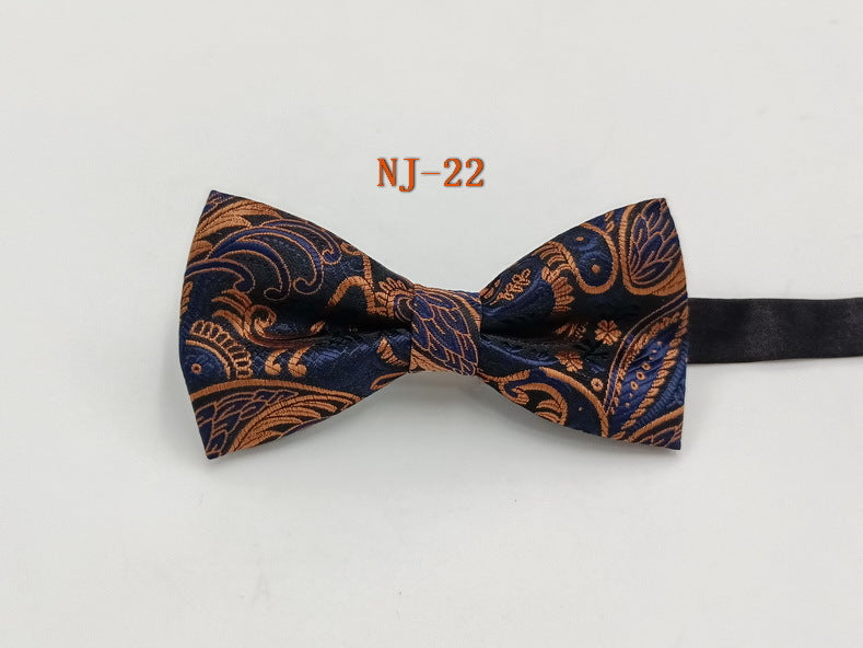 Factory direct men's best man bow tie British style red and black bow tie men's single folding polyester silk jacquard spot