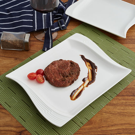 Ceramic Western Food Plate Corner Series Soup Plate Spaghetti Plate Steak Flat Plate Hotel Supplies Tableware Set Simple Style