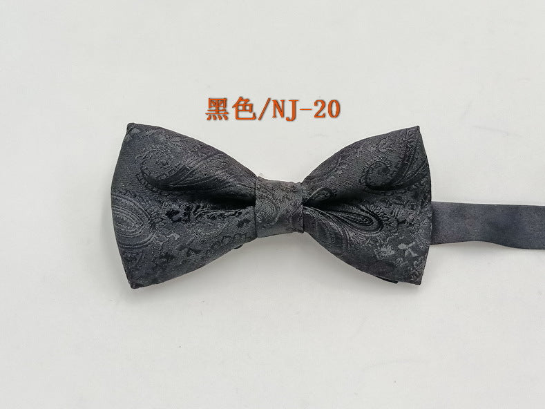 Factory direct men's best man bow tie British style red and black bow tie men's single folding polyester silk jacquard spot