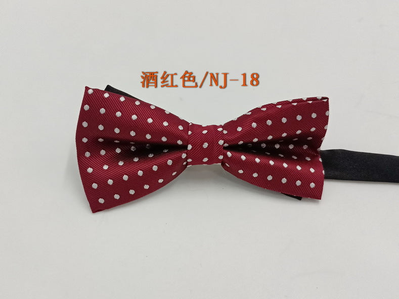 Factory direct men's best man bow tie British style red and black bow tie men's single folding polyester silk jacquard spot