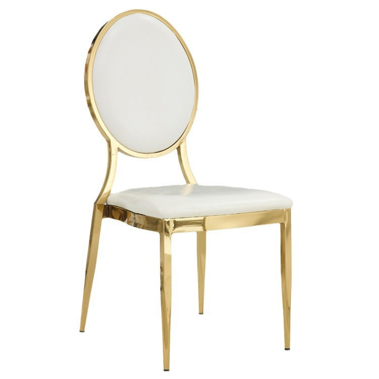 Wedding Banquet Hall Hotel Chair Adult Backrest Dining Chair Outdoor Wedding Gold-Plated Round Back Sun Chair Restaurant Banquet Chair