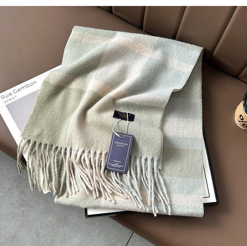 Autumn and Winter 2025 -2026  Classic Plaid Printed High-grade Scarf Ins Style for Lovers Australian,British, French, Swiss, European  Imitation Wool Texture Warm Scarf