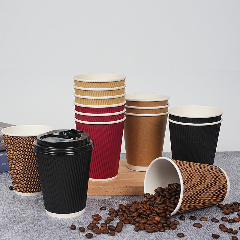 12oz disposable paper cup corrugated double hollow cup 400ml milk tea hot drink coffee cup water Cup Coke cup