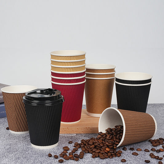 12oz disposable paper cup corrugated double hollow cup 400ml milk tea hot drink coffee cup water Cup Coke cup