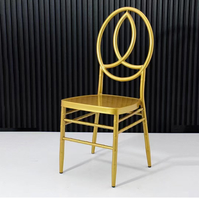 Wedding Banquet Hall Hotel Chair Adult Backrest Dining Chair Outdoor Wedding Gold-Plated Round Back Sun Chair Restaurant Banquet Chair
