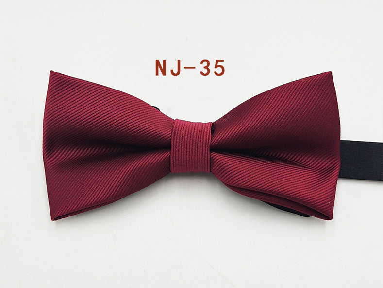 Factory direct men's best man bow tie British style red and black bow tie men's single folding polyester silk jacquard spot