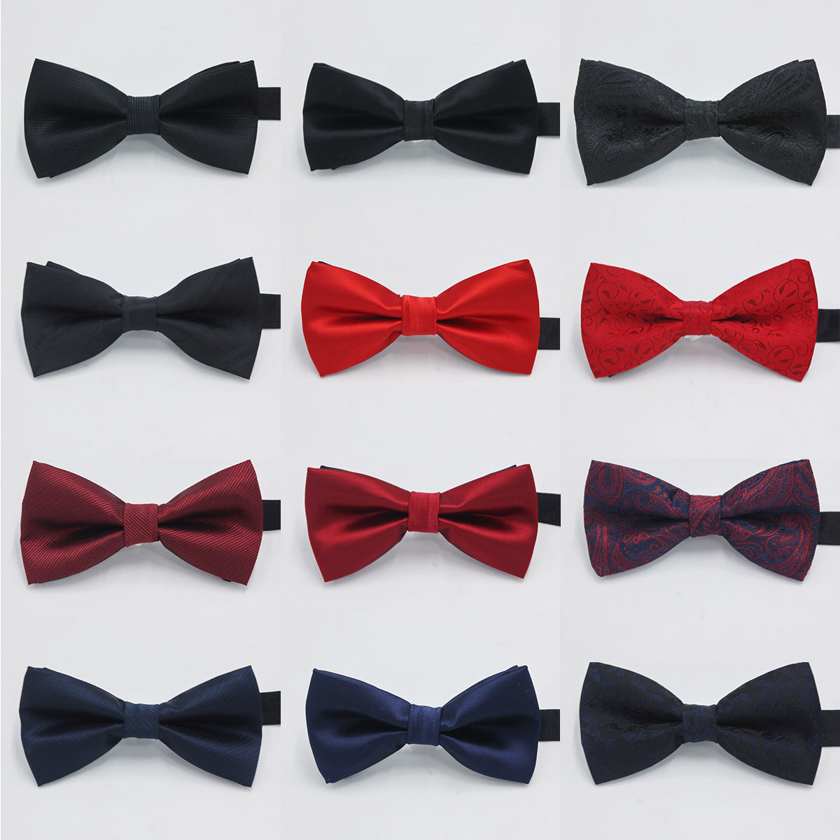 Factory direct men's best man bow tie British style red and black bow tie men's single folding polyester silk jacquard spot