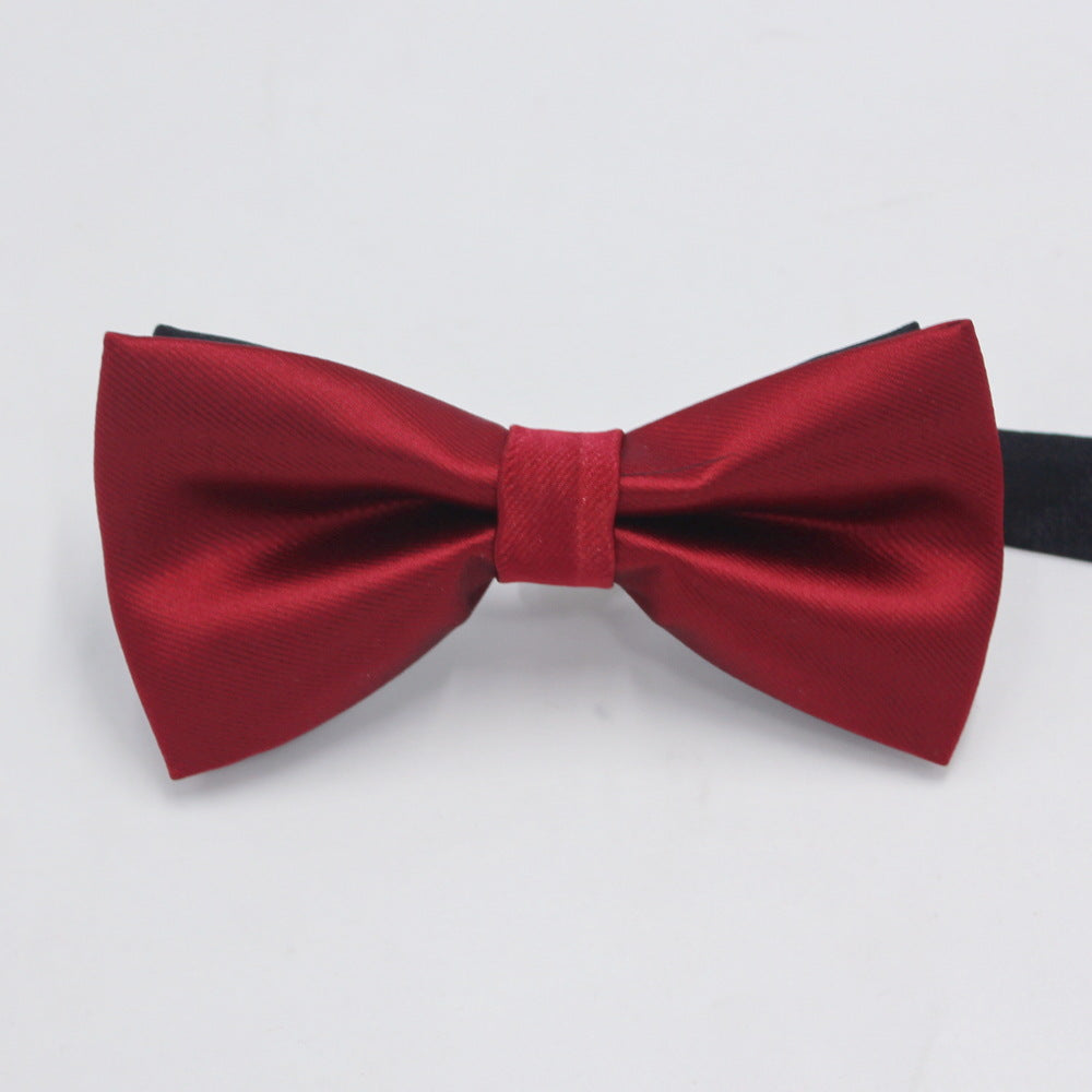Factory direct men's best man bow tie British style red and black bow tie men's single folding polyester silk jacquard spot
