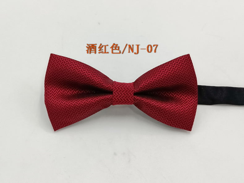 Factory direct men's best man bow tie British style red and black bow tie men's single folding polyester silk jacquard spot