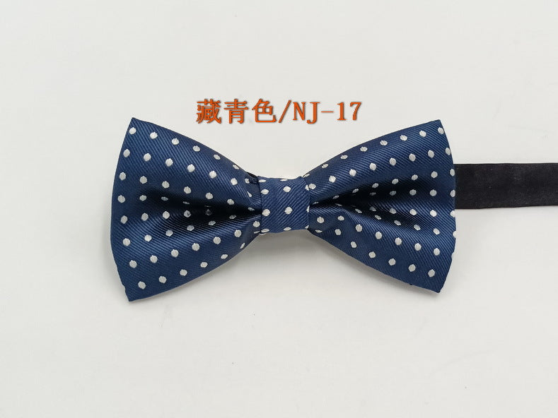 Factory direct men's best man bow tie British style red and black bow tie men's single folding polyester silk jacquard spot