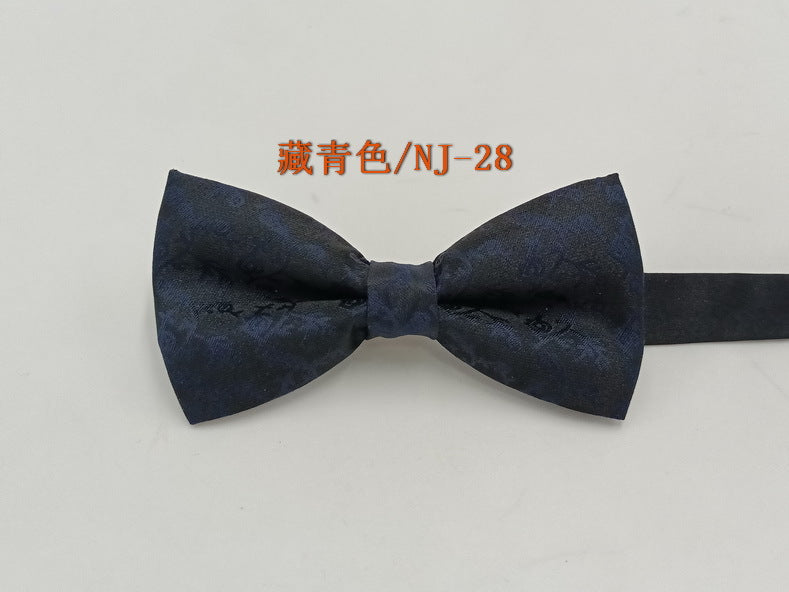 Factory direct men's best man bow tie British style red and black bow tie men's single folding polyester silk jacquard spot