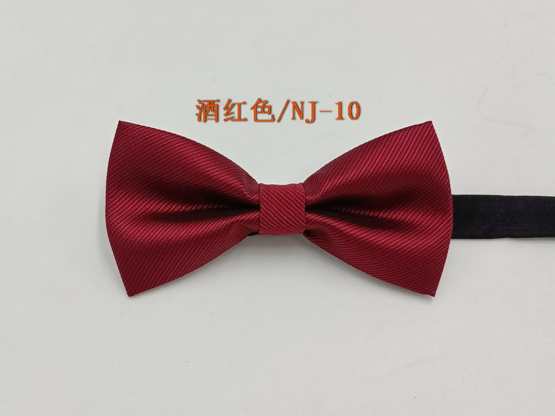 Factory direct men's best man bow tie British style red and black bow tie men's single folding polyester silk jacquard spot