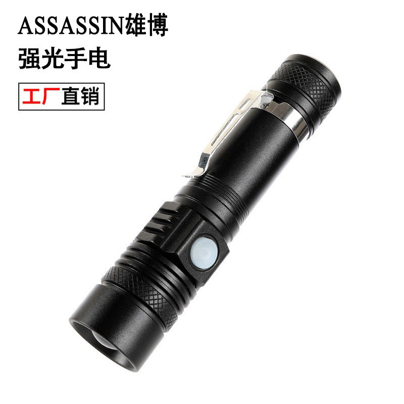 Cross-border hot aluminum alloy A100 flashlight T6 lamp beads telescopic zoom Amazony mini flashlight