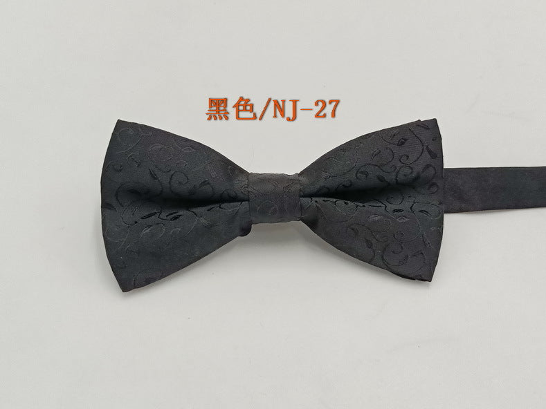 Factory direct men's best man bow tie British style red and black bow tie men's single folding polyester silk jacquard spot