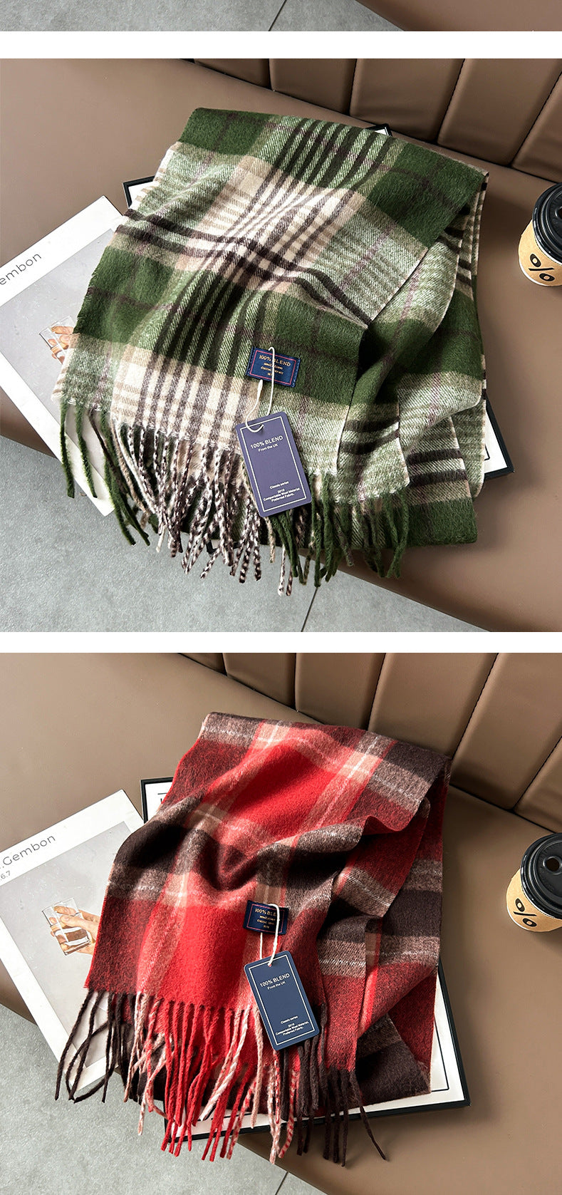 Autumn and Winter 2025 -2026  Classic Plaid Printed High-grade Scarf Ins Style for Lovers Australian,British, French, Swiss, European  Imitation Wool Texture Warm Scarf