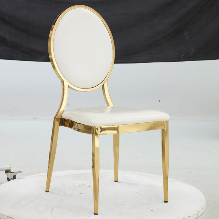 Wedding Banquet Hall Hotel Chair Adult Backrest Dining Chair Outdoor Wedding Gold-Plated Round Back Sun Chair Restaurant Banquet Chair
