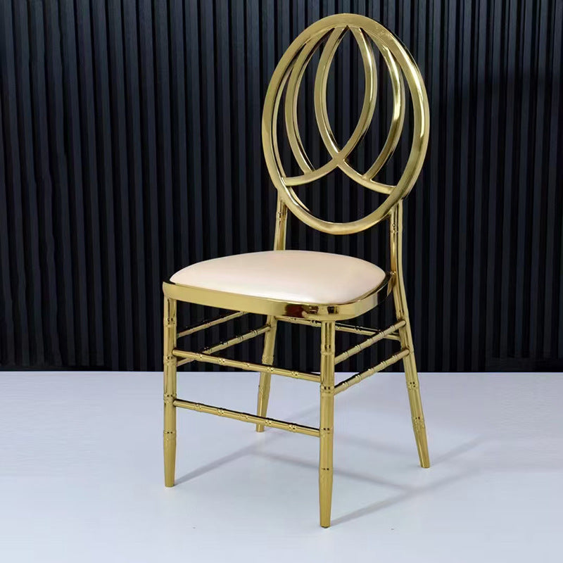 Wedding Banquet Hall Hotel Chair Adult Backrest Dining Chair Outdoor Wedding Gold-Plated Round Back Sun Chair Restaurant Banquet Chair