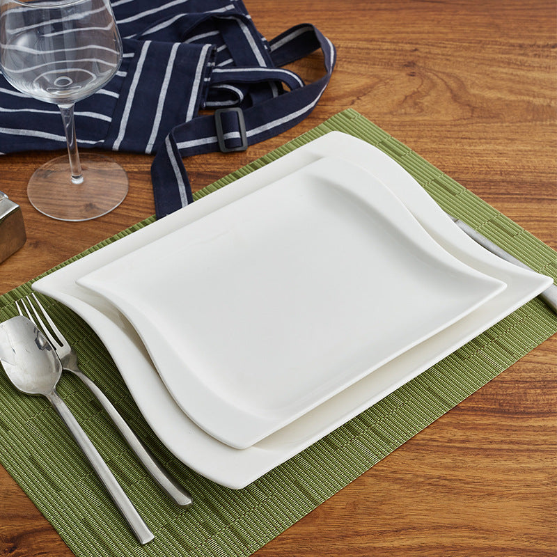 Ceramic Western Food Plate Corner Series Soup Plate Spaghetti Plate Steak Flat Plate Hotel Supplies Tableware Set Simple Style