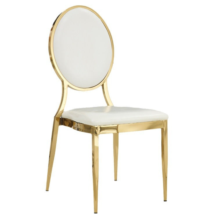 Wedding Banquet Hall Hotel Chair Adult Backrest Dining Chair Outdoor Wedding Gold-Plated Round Back Sun Chair Restaurant Banquet Chair
