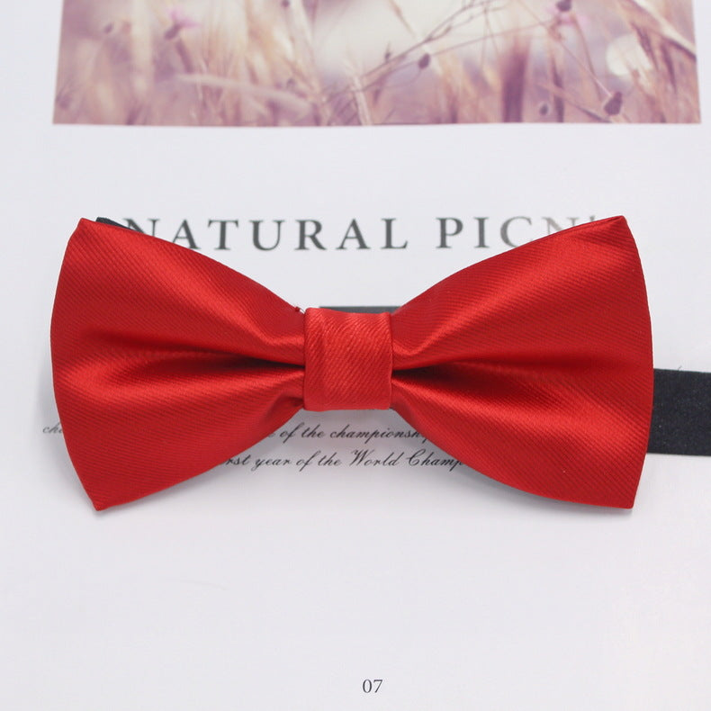 Factory direct men's best man bow tie British style red and black bow tie men's single folding polyester silk jacquard spot