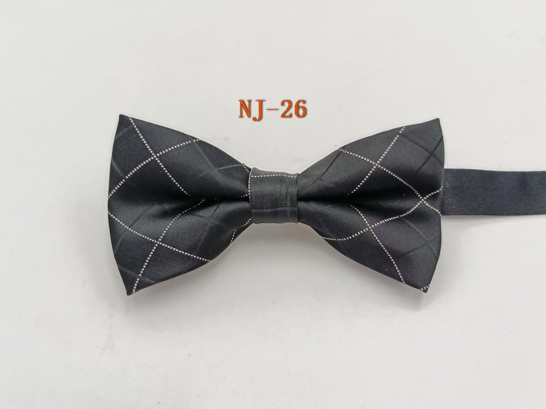 Factory direct men's best man bow tie British style red and black bow tie men's single folding polyester silk jacquard spot
