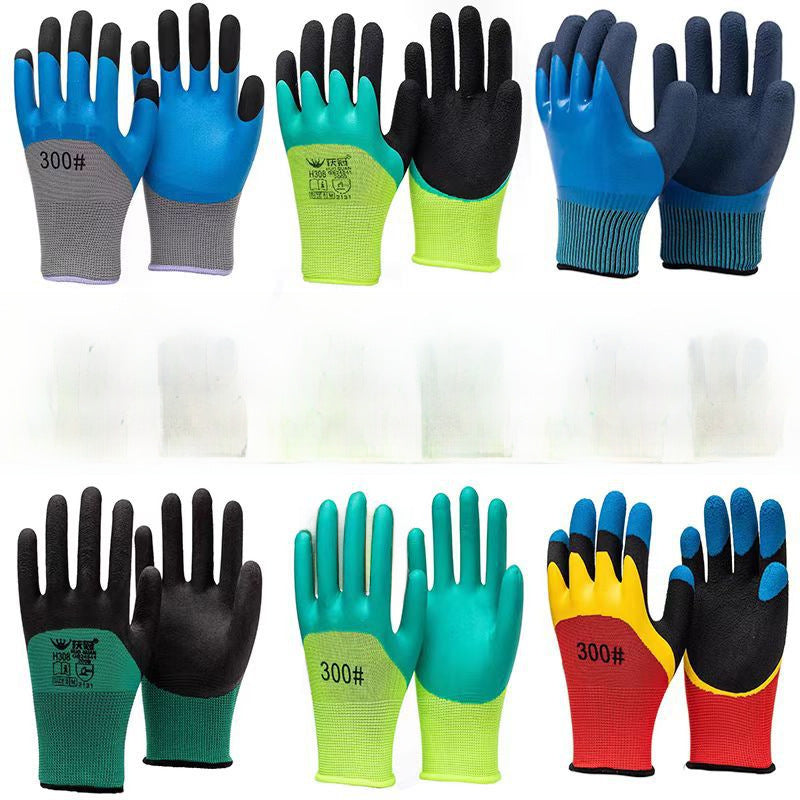 Labor protection gloves latex embossed gloves labor protection wear-resistant non-slip gloves construction site work wholesale factory protective gloves