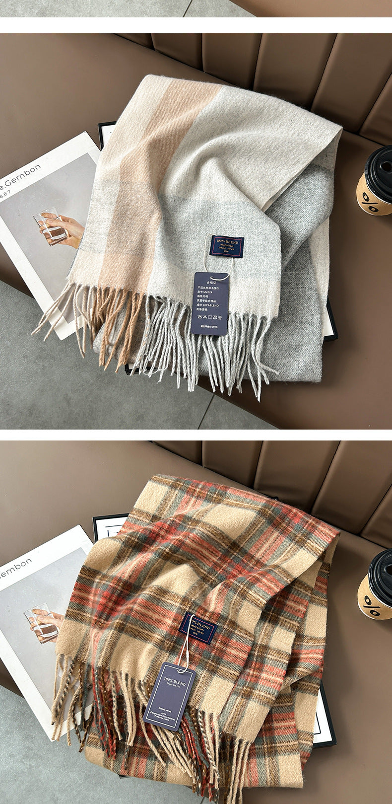 Autumn and Winter 2025 -2026  Classic Plaid Printed High-grade Scarf Ins Style for Lovers Australian,British, French, Swiss, European  Imitation Wool Texture Warm Scarf