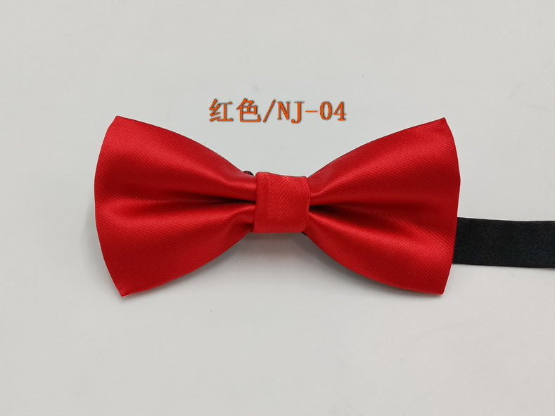 Factory direct men's best man bow tie British style red and black bow tie men's single folding polyester silk jacquard spot
