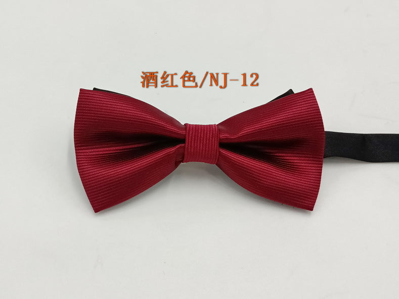 Factory direct men's best man bow tie British style red and black bow tie men's single folding polyester silk jacquard spot
