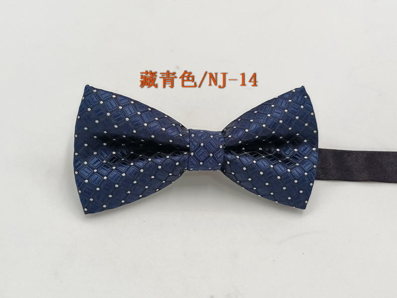 Factory direct men's best man bow tie British style red and black bow tie men's single folding polyester silk jacquard spot