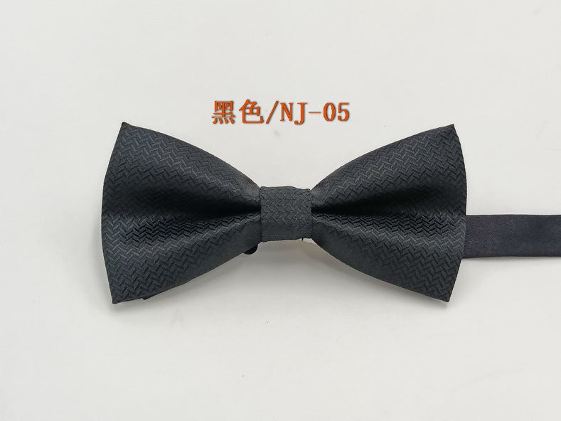 Factory direct men's best man bow tie British style red and black bow tie men's single folding polyester silk jacquard spot