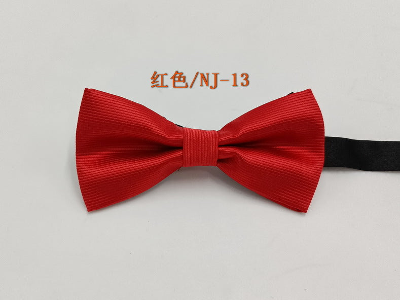 Factory direct men's best man bow tie British style red and black bow tie men's single folding polyester silk jacquard spot