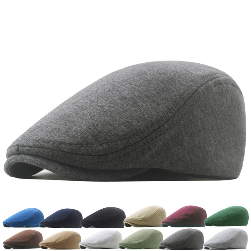 Adjustable Newsboy Cap Men's Woolen Beret Trendy British Style Duckbill Cap Forward