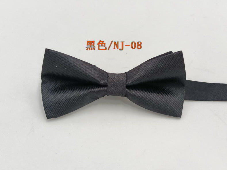 Factory direct men's best man bow tie British style red and black bow tie men's single folding polyester silk jacquard spot