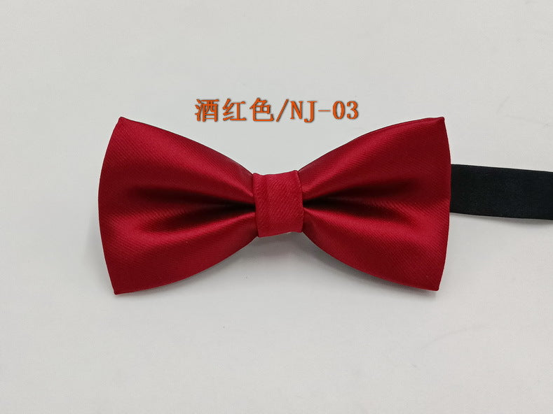 Factory direct men's best man bow tie British style red and black bow tie men's single folding polyester silk jacquard spot