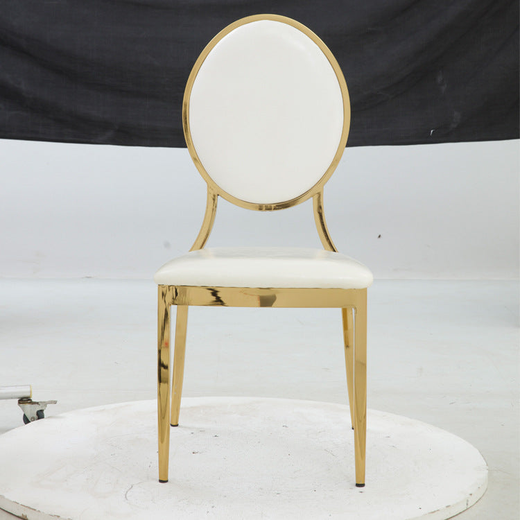 Wedding Banquet Hall Hotel Chair Adult Backrest Dining Chair Outdoor Wedding Gold-Plated Round Back Sun Chair Restaurant Banquet Chair