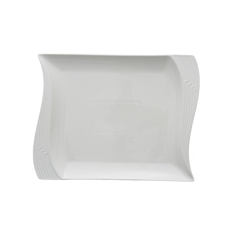 Ceramic Western Food Plate Corner Series Soup Plate Spaghetti Plate Steak Flat Plate Hotel Supplies Tableware Set Simple Style