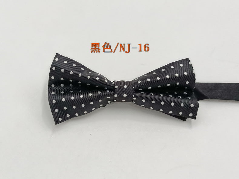 Factory direct men's best man bow tie British style red and black bow tie men's single folding polyester silk jacquard spot