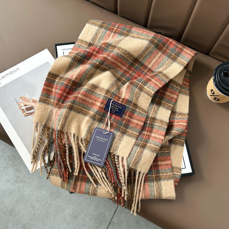 Autumn and Winter 2025 -2026  Classic Plaid Printed High-grade Scarf Ins Style for Lovers Australian,British, French, Swiss, European  Imitation Wool Texture Warm Scarf