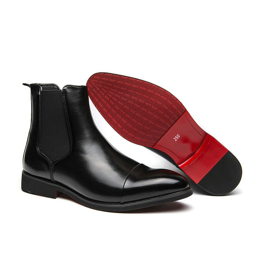 Autumn/winter Men's Boots High Top Leather Shoes Red Sole Martin Boots British Style Casual Chelsea