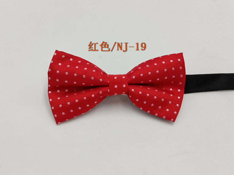 Factory direct men's best man bow tie British style red and black bow tie men's single folding polyester silk jacquard spot