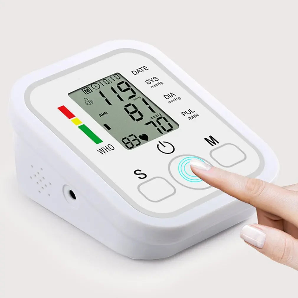 LCD Portable Health Care Pulse Meter BP Monitor Automatic Digital Arm Blood Pressure Monitor Tonometer Meter Sphygmomanometer